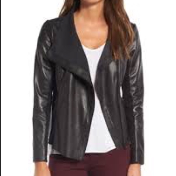 TROUVE CONVERTIBLE DRAPE LEATHER JACKET - Picture 1 of 5